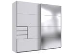 P & B , Klar, Weiß , Holzwerkstoff , 4 Fächer , 3 Schublade(n) Schubladen , 225x210x64 cm , BQ - Bündnis für Qualität, Made in Germany, DIN EN ISO 9001 , Schrankfront mit Spiegel ,