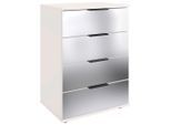 P & B , Weiß , Glas, Holzwerkstoff , 4 Schublade(n) Schubladen , 52x74x38 cm , BQ - Bündnis für Qualität, Made in Germany, DIN EN ISO 9001 , Typenauswahl , Schlafzimmer, Nachtkästchen