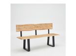 P & B Sitzbank, Schwarz, Akazie, Holz, Metall, Akazie, vollmassiv, Holz, 4-Sitzer, 200x85x50 cm, Esszimmer, Bänke, Sitzbänke