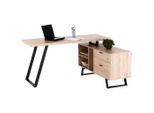 Livetastic Eckschreibtisch , Schwarz, Eichefarben , Metall, Holzwerkstoff , 2 Schublade(n) Schubladen , rechteckig , Flachrohr , 150x75x60-120 cm , Stauraum , Büromöbel, Schreibtische, Eckschreibtische