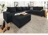 Wohnlandschaft COLLECTION AB "Paris U-Form, B: 310 cm", schwarz, B:310cm H:85cm T:212cm, Kunstleder SOFTLUX / Struktur (100% Polyester);Microfaser PRIMABELLE (100% Polyester);Zierkissen: 100% Polyester;Microfaser PRIMABELLE (100% Polyester) / Struktur (100% Polyester), Sofas, Wohnlandschaft, Zierkissen & Federkern, optional Bettfunktion & Bettkasten