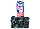 Strandtuch CAPELLI NEW YORK, Damen, Gr. 1 Stk., Palmen Sonnenuntergang, Frotteevelours, multi, Frotteevelours, Mikrofaser, Paisleymuster, gemustert, Handtücher, schnell trocknend, inklusive Bikini-Bag