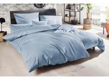 Bettwäsche PRIMERA "Uni Luxus-Satin in Gr. 135x200, 155x220 oder 200x200 cm", blau (rauchblau), B/L: 200cm x 200cm, 1 Stk., 2 Stk., Satin, B/L: 80cm x 80cm, 3 Stk., Satin, Obermaterial: 100% Baumwolle, Bettwäsche, Bettwäsche, Bettwäsche aus Baumwolle, unifarbene Bettwäsche mit Reißverschluss