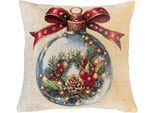 Dekokissen HOME WOHNIDEEN "CHRISTMAS BALL", bunt, B:45cm L:45cm, Baumwolle, Polyester, Dekokissen_Sitzkissen_Kissenhüllen, mit Füllung, Gobelin