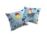 Dekokissen ADAM "Pirates" Gr. 3, blau (bedruckt), B:50cm L:50cm, Obermaterial: 100% Baumwolle, Dekokissen_Sitzkissen_Kissenhüllen, GOTS-zertifiziert