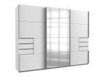 P & B Schiebetürenschrank Wimex Saigon, Klar, Weiß, Alu, Glas, Holzwerkstoff, 6 Fächer, 6 Schublade(n) Schubladen, 270x210x64 cm, BQ - Bündnis für Qualität, Made in Germany, DIN EN ISO 9001, Schrankfront mit Spiegel, Schlafzimmer, Kleiderschränke, Schwebetürenschränke