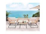 Gardenson Gartenset, Anthrazit, Natur, Metall, Kunststoff, Glas, 2-teilig, Füllung: Schaumstoff, lichtecht, UV-beständig, Tische mit Glasplatte, Gartenmöbel, Gartenmöbel-Sets