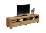 Xora Lowboard, Schwarz, Eiche, Holzwerkstoff, 2 Schublade(n) Schubladen, 180x46x40 cm, Wohnzimmer, Wohnwände, Lowboards