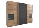 P & B Schiebetürenschrank Wimex Saigon, Graphit, Eiche, Glas, Holzwerkstoff, 6 Fächer, 6 Schublade(n) Schubladen, 270x208x64 cm, BQ - Bündnis für Qualität, Made in Germany, DIN EN ISO 9001, Schlafzimmer, Kleiderschränke, Schwebetürenschränke