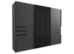 P & B Schiebetürenschrank Wimex Saigon, Graphit, Schwarz, Glas, Holzwerkstoff, 6 Fächer, 6 Schublade(n) Schubladen, 270x210x64 cm, BQ - Bündnis für Qualität, Made in Germany, DIN EN ISO 9001, Schlafzimmer, Kleiderschränke, Schwebetürenschränke