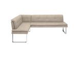 Novel Eckbank, Chrom, Sand, Metall, Uni, 3-4-Sitzer, L-Form, 213x154 cm, Fußauswahl, Lederauswahl, Stoffauswahl, Esszimmer, Bänke, Eckbänke