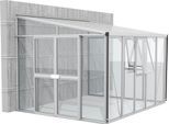 Anlehngewächshaus VITAVIA "Helena 8600", grau (alufarben), B:334cm T:266cm, Gewächshäuser, Anlehngewächshaus, Alu-Profile, 3 mm Sicherheitsglas, Dach 10 mm Hohlkammerplatten