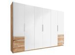 Mid.you , Weiß, Eichefarben , Holzwerkstoff , 3 Fächer , 6 Schublade(n) Schubladen , 300x216x58 cm , BQ - Bündnis für Qualität, Made in Germany, DIN EN ISO 9001 , umfangreiches Zubehör erhältlich, in verschiedenen Größen erhältlich, in verschiedenen Holzdekoren erhältlich , Schlafzimmer, Kleiderschränke, Drehtürenschränke