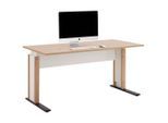 Möbelix , Weiß, Eiche Artisan , Metall, Holzwerkstoff , rechteckig , 160x71.5x80 cm , Kabeldurchlass , Büromöbel, Schreibtische, Schreibtische