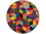 Flair Rugs , Mehrfarbig , Textil , Raute , rund , Reach, AZO-frei , für Fußbodenheizung geeignet, pflegeleicht , Teppiche & Böden, Teppiche, Webteppiche