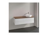 Villeroy und Boch Antao Waschtisch-Unterschrank L23112GF mit Beleuchtung, 2 Auszüge, 1200 x 360 x 500 mm, Front mit Struktur, Glossy White Lacquer / Warm Walnut