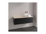 Villeroy und Boch Antao Waschtisch-Unterschrank L23153PD mit Beleuchtung, 2 Auszüge, 1200 x 360 x 500 mm, Front mit Struktur, Black Matt Lacquer / Botticino