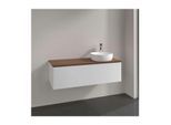 Villeroy und Boch Antao Waschtisch-Unterschrank L34012GF mit Beleuchtung, 1 Auszug, 1200 x 360 x 500 mm, Front ohne Struktur, Glossy White Lacquer / Warm Walnut