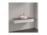 Villeroy und Boch Antao Waschtisch-Unterschrank L10112GF mit Beleuchtung, 1 Auszug, 1200 x 190 x 500 mm, Front mit Struktur, Glossy White Lacquer / Warm Walnut