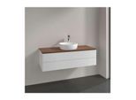 Villeroy und Boch Antao Waschtisch-Unterschrank L21052GF mit Beleuchtung, 2 Auszüge, 1200 x 360 x 500 mm, Front ohne Struktur, Glossy White Lacquer / Warm Walnut