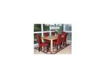 6er-Set Esszimmerstuhl Lecce II, Leder ~ rot, dunkle Beine