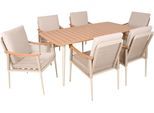 Garten-Essgruppe GARDEN PLEASURE "TULUM", beige (sandbeige, braun, sandbeige), B:190cm H:92cm T:280cm, Aluminium, Baumwolle, Kunststoff, Sitzmöbel-Sets, mit Polsterung