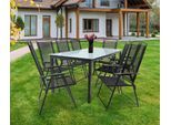Gartentischgruppe Anthrazit 9-teilig