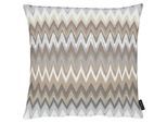 Dekokissen APELT "Zigzag", beige (taupe, beige, bedruckt), B:48cm H:10cm L:48cm, Baumwolle, Dekokissen_Sitzkissen_Kissenhüllen, mit Zickzack-Muster