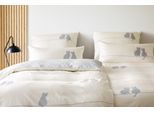 Bettwäsche ELEGANTE "You & Me", creme, B/L: 135cm x 200cm, 1 Stk., 1 Stk., Mako-Satin, B/L: 80cm x 80cm, 2, Mako-Satin, Obermaterial: 100% Baumwolle, Bettwäsche, Bettwäsche, angenehmes Hautgefühl