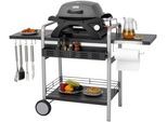 Servierwagen TEPRO "Universall BBQ table", silber (schwarz, silberfarben), B:150,5cm H:97,5cm T:59,5cm, Stahl, Rollwagen, Servierwagen