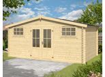 Gartenhaus LASITA MAJA "Boston", beige (naturbelassen), ohne Fußboden, ohne Dacheindeckung, Massivholz, Gartenhäuser, Gartenhaus, Blockbohlenhaus 28mm
