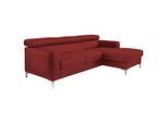 Livetastic , Rot , Leder , Echtleder , Rindleder , Ottomane rechts, L-Form , 226x169 cm , Made in EU , seitenverkehrt erhältlich, Armteil links, Armteil rechts ,