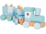 Spielzeug-Eisenbahn SMALL FOOT "Holzzug", blau, Spielzeugfahrzeuge, KinderB:8cm H:12cm T:42,5cm, Holz, B:8cm H:12cm T:42,5cm