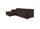 Livetastic , Dunkelbraun , Leder , Echtleder , Rindleder , Ottomane links, L-Form , 226x169 cm , Made in EU , seitenverkehrt erhältlich, Rücken echt, Armteil links, Armteil rechts ,