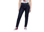 Queen Kerosin Damen High Waist Jeanshose blau