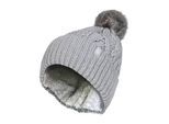Damen Strickmütze mit Umschlag und Pompon
