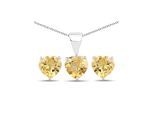 Vira Jewels Schmuck-Set Silber 925 rhodiniert Ohrringe und Halskette mit echtem Citrin in Herzform