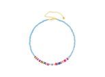 Fashionbox Kette mit Vinylplättchen multicolor und Kunststoffteilen in türkis