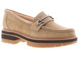 Clarks Damen Flache Schuhe Orianna Bit Leder Slipper beige