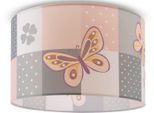 PACO HOME Deckenleuchte "Cosmo 220", weiß, 1, Ø 45,5cm H: 29,5cm, Leuchten, Lampe Kinderzimmer Deckenlampe Rosa Schmetterling Blumen Karo E27, Kinderlampe
