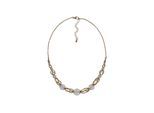 Steuer Modeschmuck Collier Metall gelb 44+5cm Kugel Glas weiß