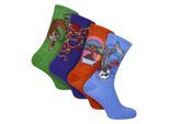 4 Paar Herren-Socken im japanischen Stil aus Baumwolle mit lustigen Mustern