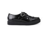 TUK Pointed Creeper Plateau-Schuhe aus schwarzem Leder mit Monk-Schnalle - A8520