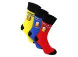 3 Paar Herren Freizeit-Socken aus Baumwollmischung | Lustige Essen- und Getränkesprüche | Geschenkidee