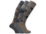 Set van 3 Argyle kniekousen van lamswol voor heren - Bruin
