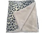 Plaid APELT "Maurice 140X180", weiß (weiß, natur), B:140cm L:180cm, Polyester, Wohndecken, trendiges Leomuster