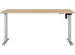Schreibtisch GERMANIA "Boras", lindberg, eiche, nachbildung, silber, silber, lindberg, eiche, nachbildung, B:160cm H:120cm T:80cm, Tische, Schreibtisch