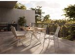 Sitzbank MUSTERRING "Freilicht Bänke", beige (ivory, teak, ivory), B:280cm H:46cm T:45cm, Edelstahl, Holz, Sitzbänke, Sitzbank, Massives Teak mit Baumkante, in drei Größen: 220, 240 und 280 cm
