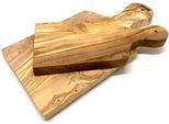 Schneidebrett OLIVENHOLZ-ERLEBEN "mit Griff aus hochwertigem naturbelassenem Olivenholz", braun, B:10cm L:23cm, Massivholz, Schneidebretter, Schneidebrett, Einzigartige Maserung, Brett mit Griff, Kräuterbrett und Schneidebrett