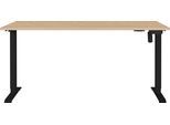 Schreibtisch GERMANIA "Boras", lindberg, eiche, nachbildung, schwarz, schwarz, lindberg, eiche, nachbildung, B:160cm H:120cm T:80cm, Tische, Schreibtisch